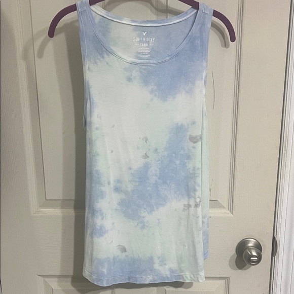 American Eagle Outfitters Tops - American Eagle Outfitters Light Blue Tie-Dye Tank Top